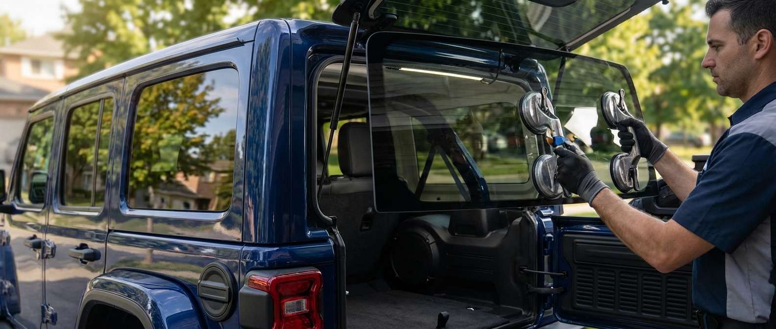 Back Glass Replacement for Jeep Wrangler 4xe (PHEV) 2021-2027 by Alexwindshield